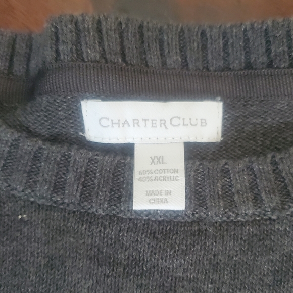 Grey knit sweater with pug dog graphic. CHARTER CLUB xxl - Picture 5 of 7